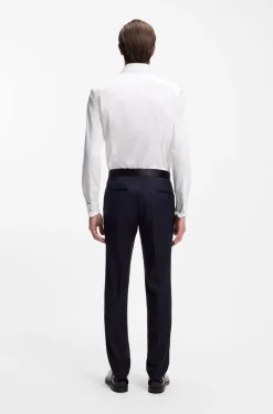 Slim-fit dress shirt in easy-iron stretch cotton
