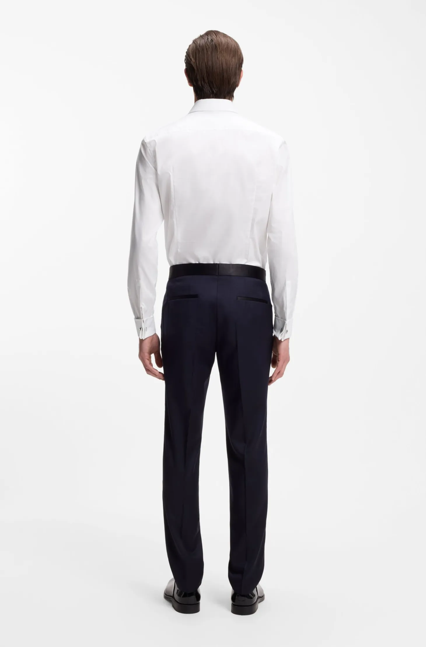 Slim-fit dress shirt in easy-iron stretch cotton