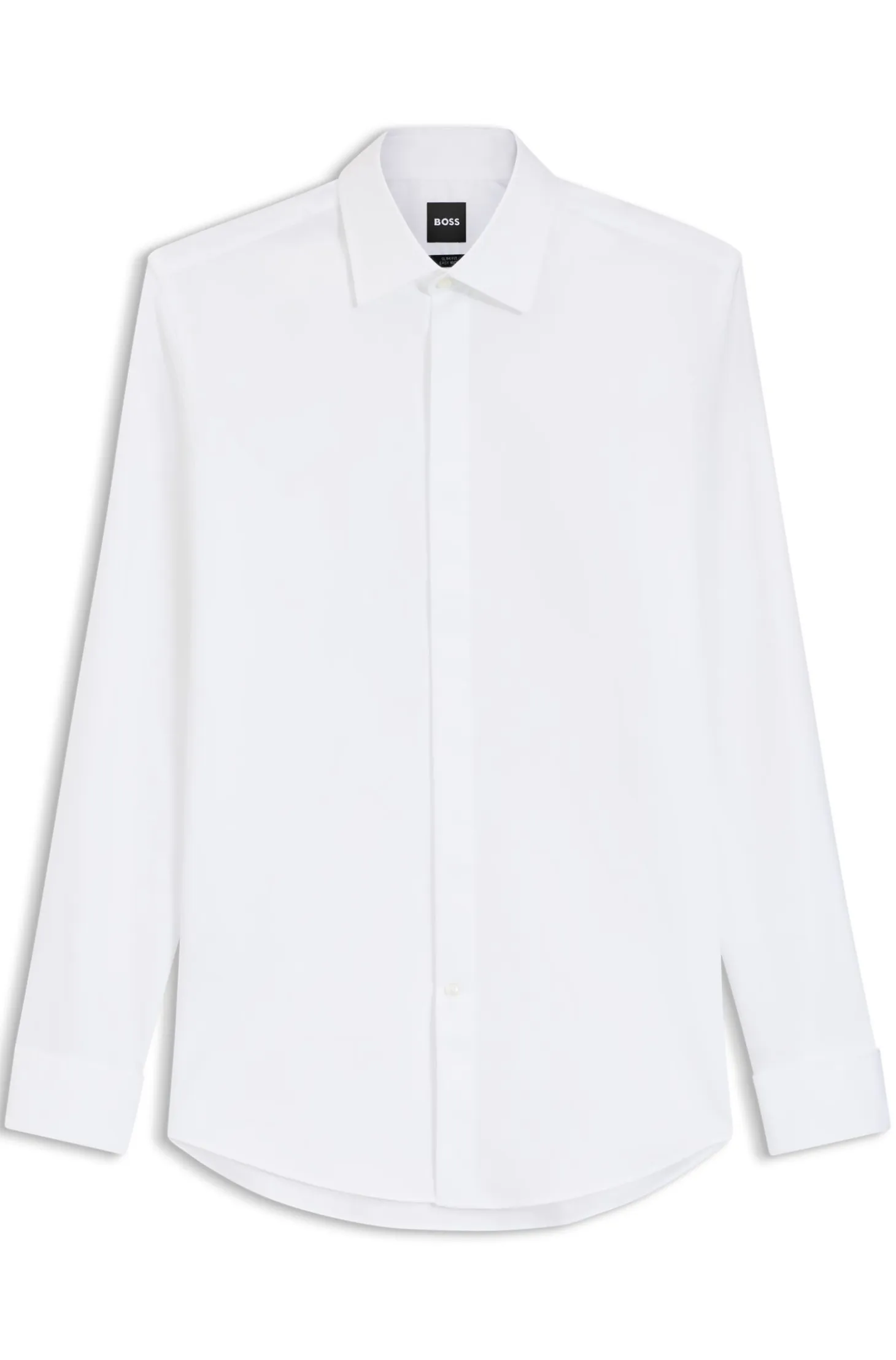 Slim-fit dress shirt in easy-iron stretch cotton
