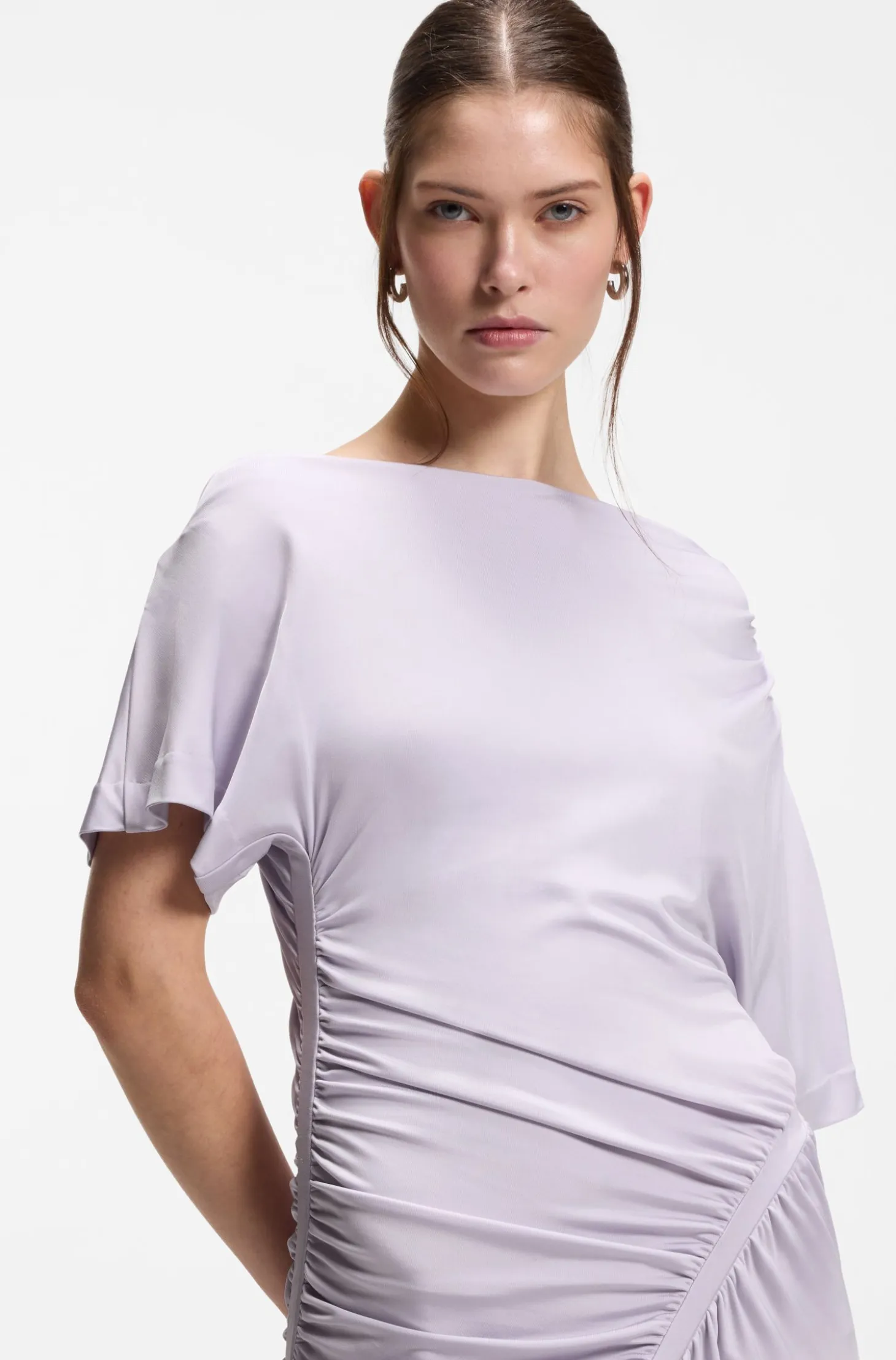 Slim-fit dress with gathered details