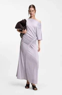 Slim-fit dress with gathered details