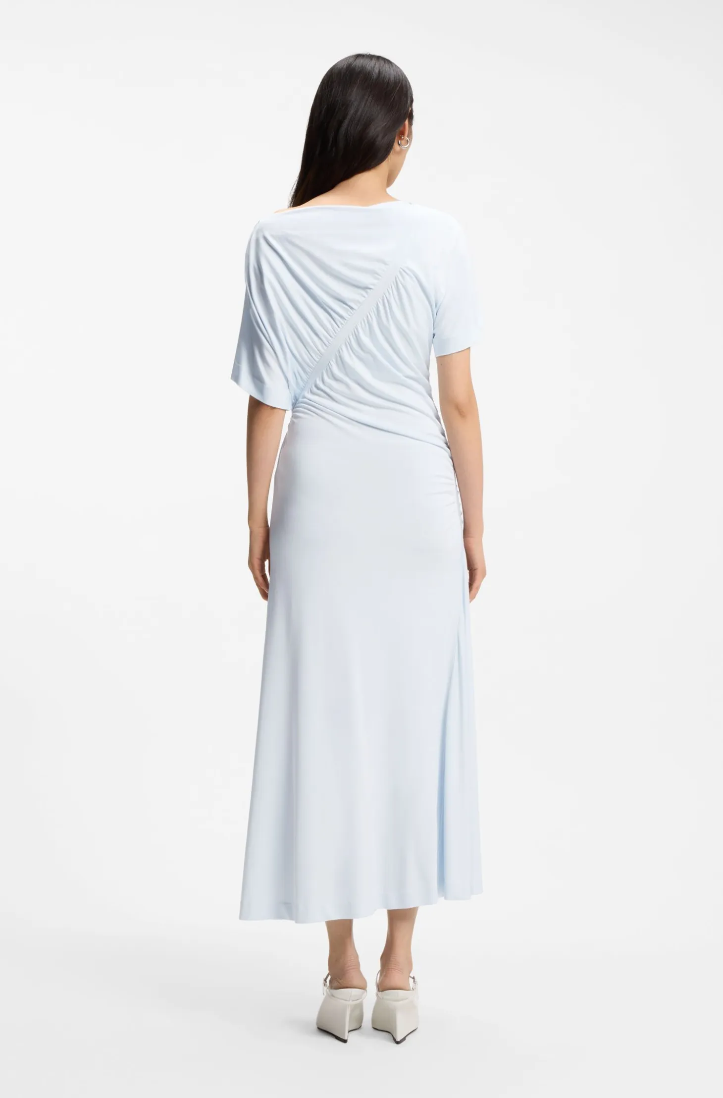 Slim-fit dress with gathered details