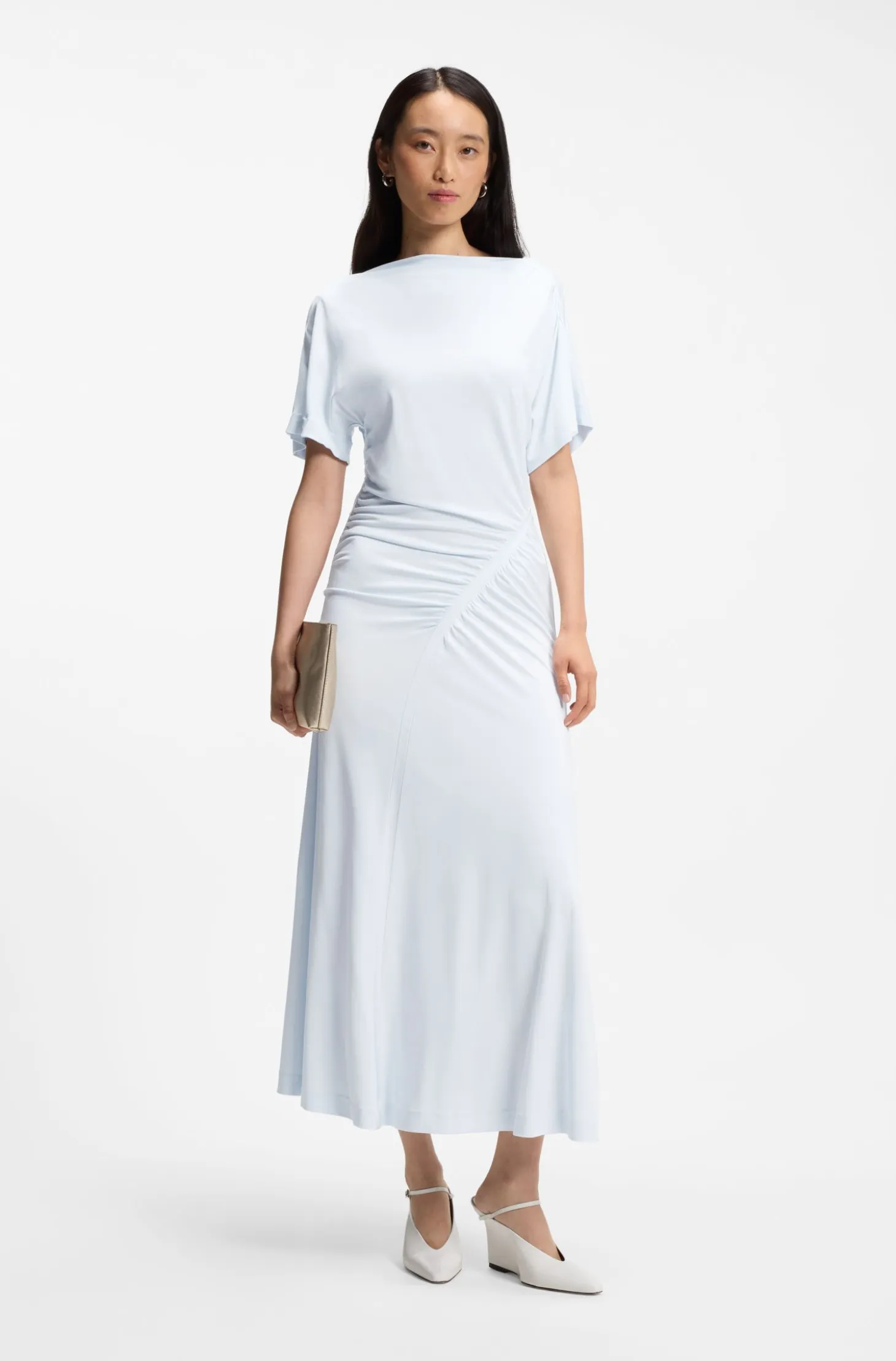 Slim-fit dress with gathered details