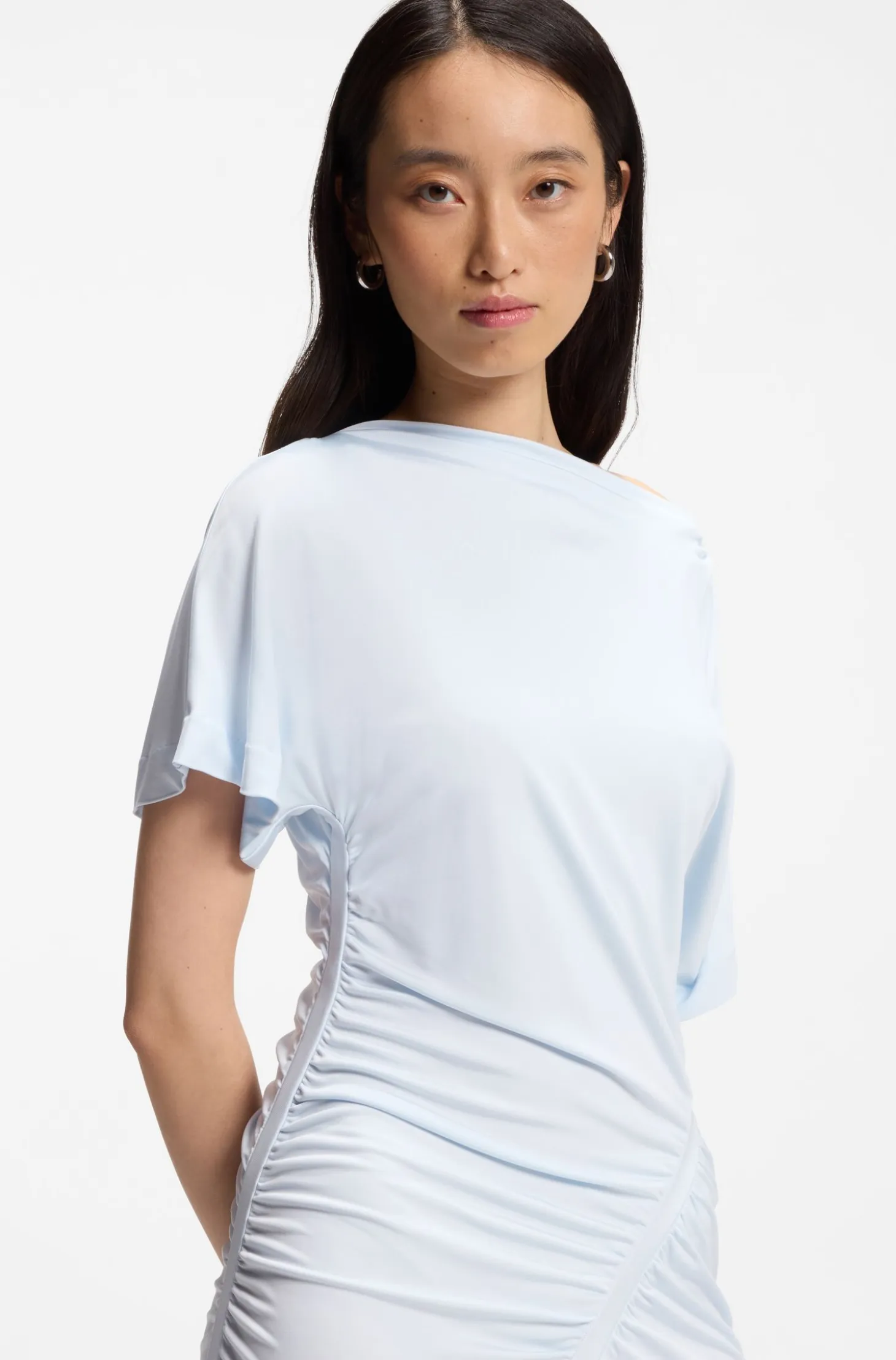 Slim-fit dress with gathered details