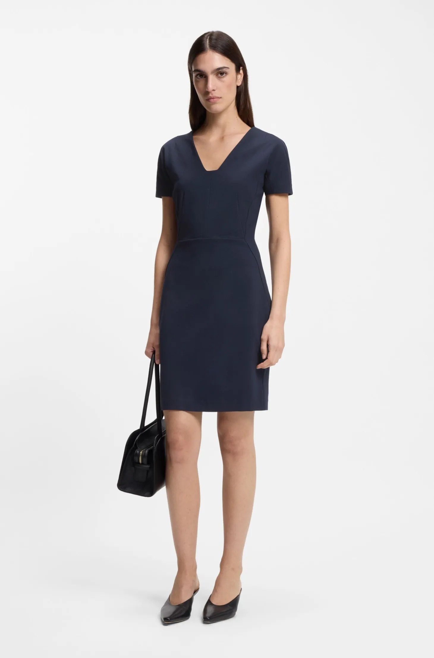 Slim-fit dress with piped waist