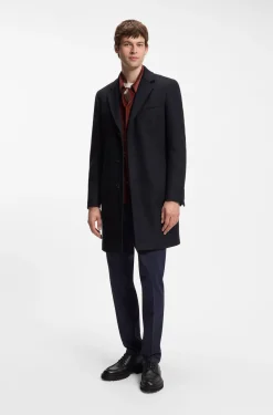 Slim-fit formal coat in wool with cashmere