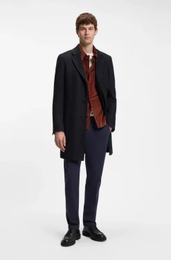 Slim-fit formal coat in wool with cashmere