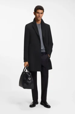 Slim-fit formal coat in wool with cashmere