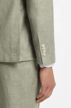 Slim-fit jacket in a micro-patterned linen blend