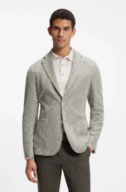 Slim-fit jacket in a patterned cotton blend