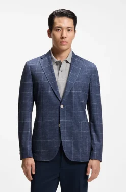 Slim-fit jacket in checked stretch jersey