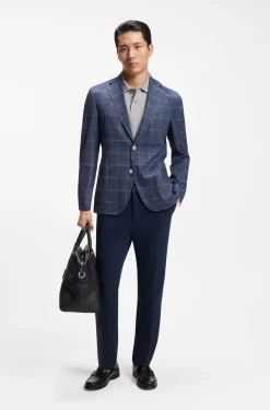 Slim-fit jacket in checked stretch jersey