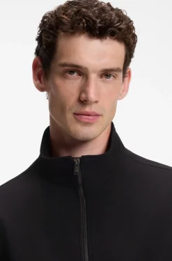 Slim-fit jacket in cotton-blend ponte jersey