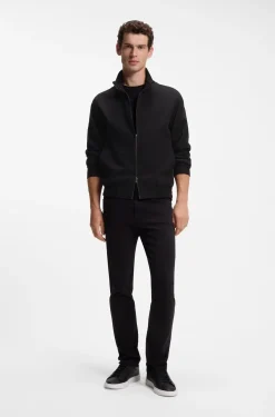 Slim-fit jacket in cotton-blend ponte jersey