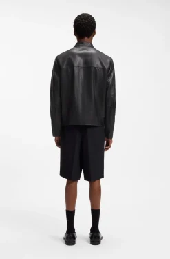 Slim-fit jacket in grained leather