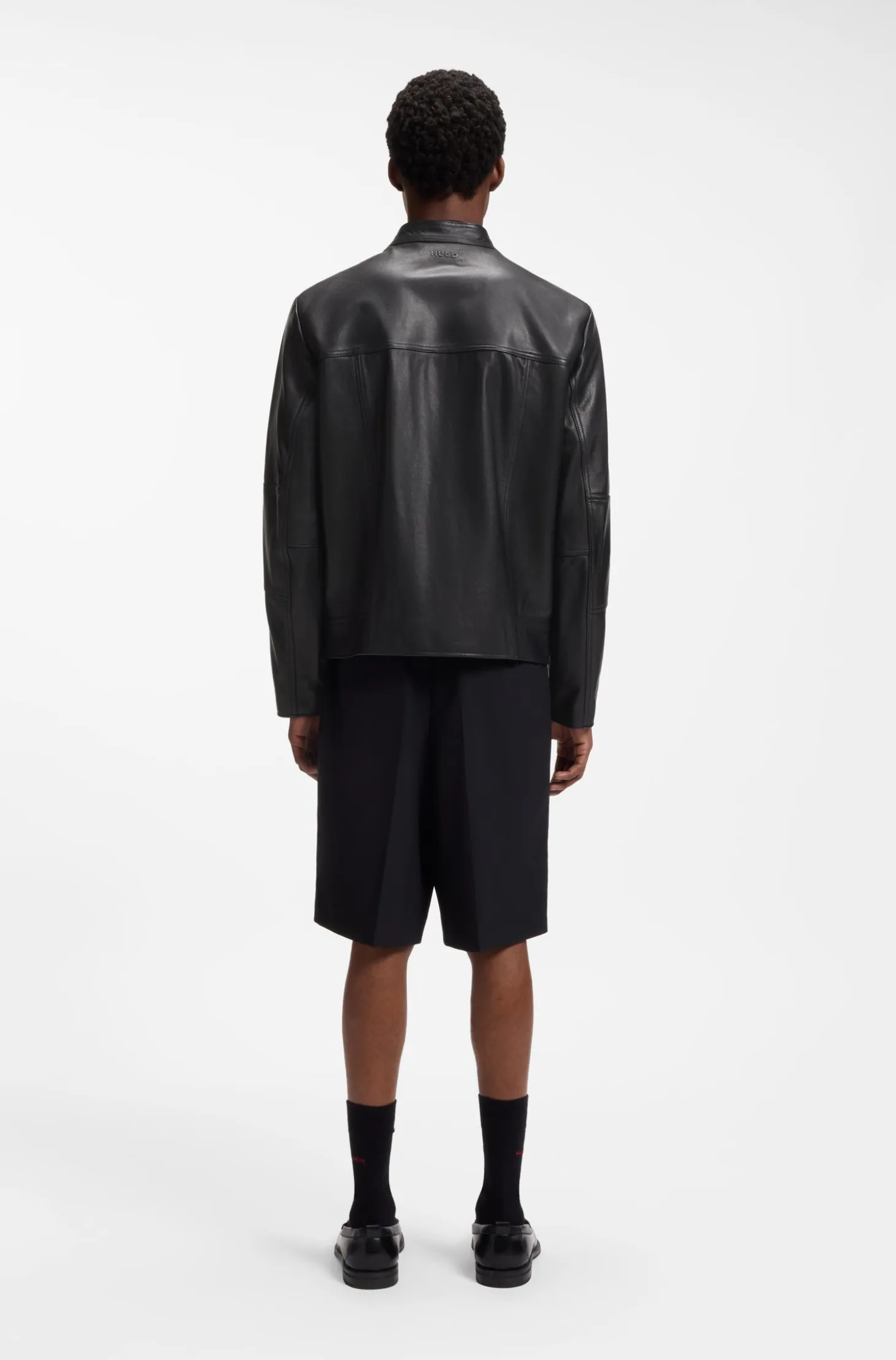 Slim-fit jacket in grained leather