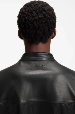 Slim-fit jacket in grained leather