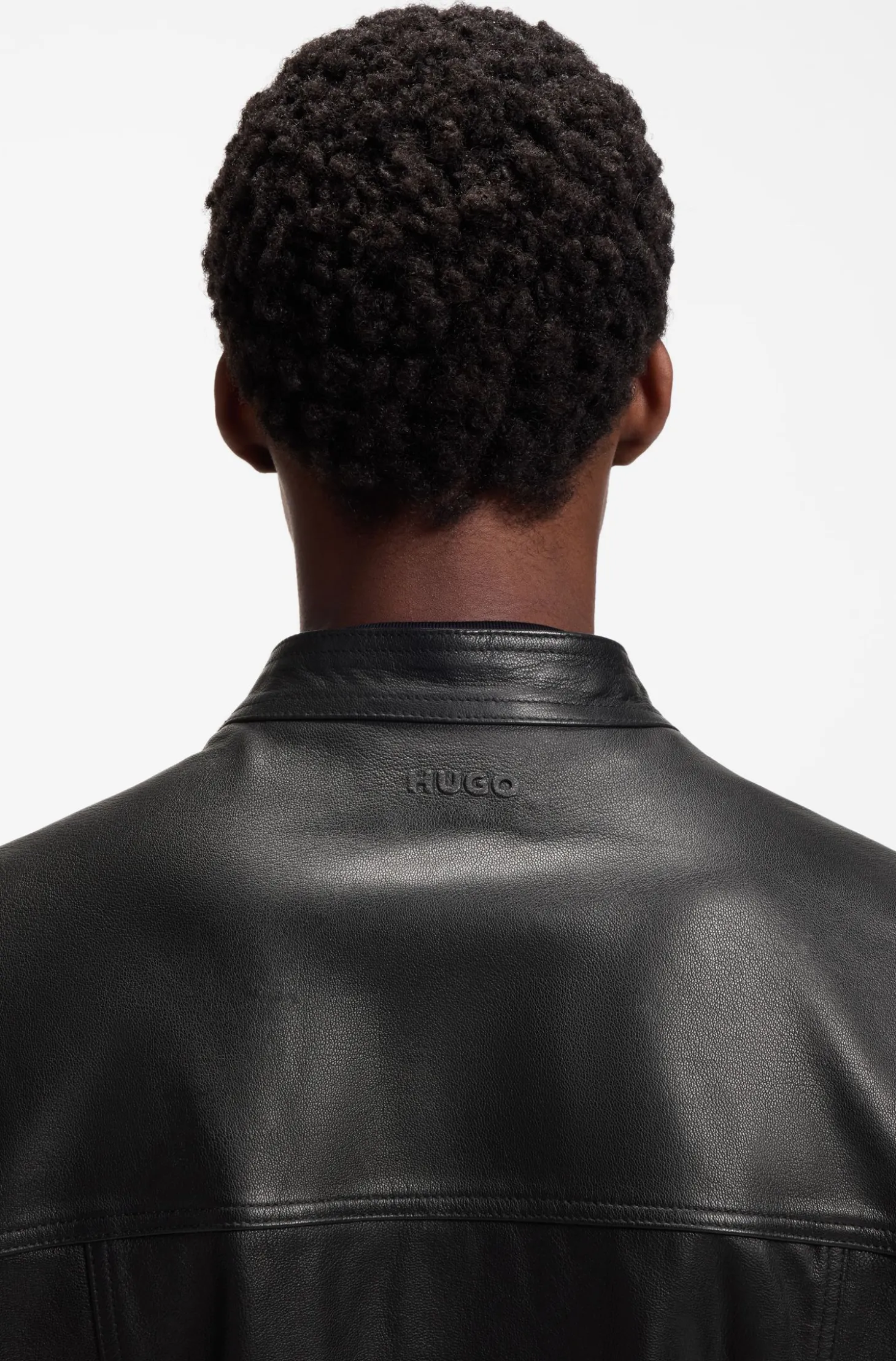 Slim-fit jacket in grained leather