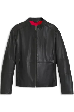 Slim-fit jacket in grained leather