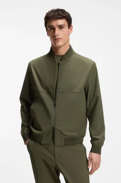 Slim-fit jacket in micro-patterned stretch fabric