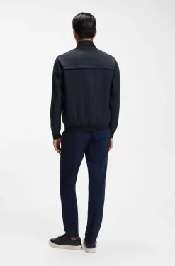 Slim-fit jacket in micro-patterned stretch fabric