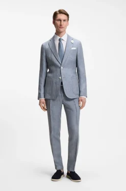 Slim-fit jacket in patterned linen