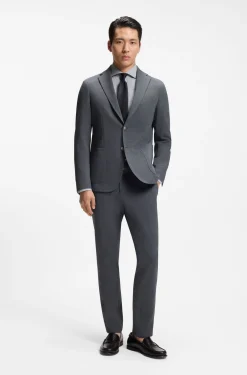 Slim-fit jacket in patterned stretch fabric
