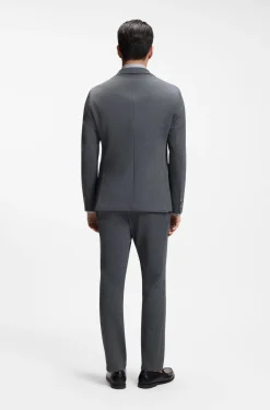 Slim-fit jacket in patterned stretch fabric
