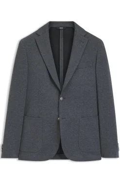 Slim-fit jacket in patterned stretch fabric