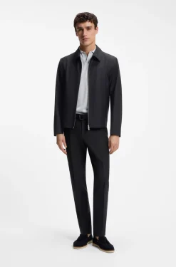 Slim-fit jacket in patterned stretch wool