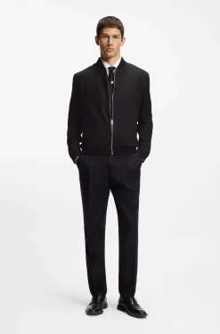 Slim-fit jacket in twill with zip closure