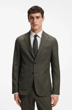 Slim-fit jacket in virgin wool and linen