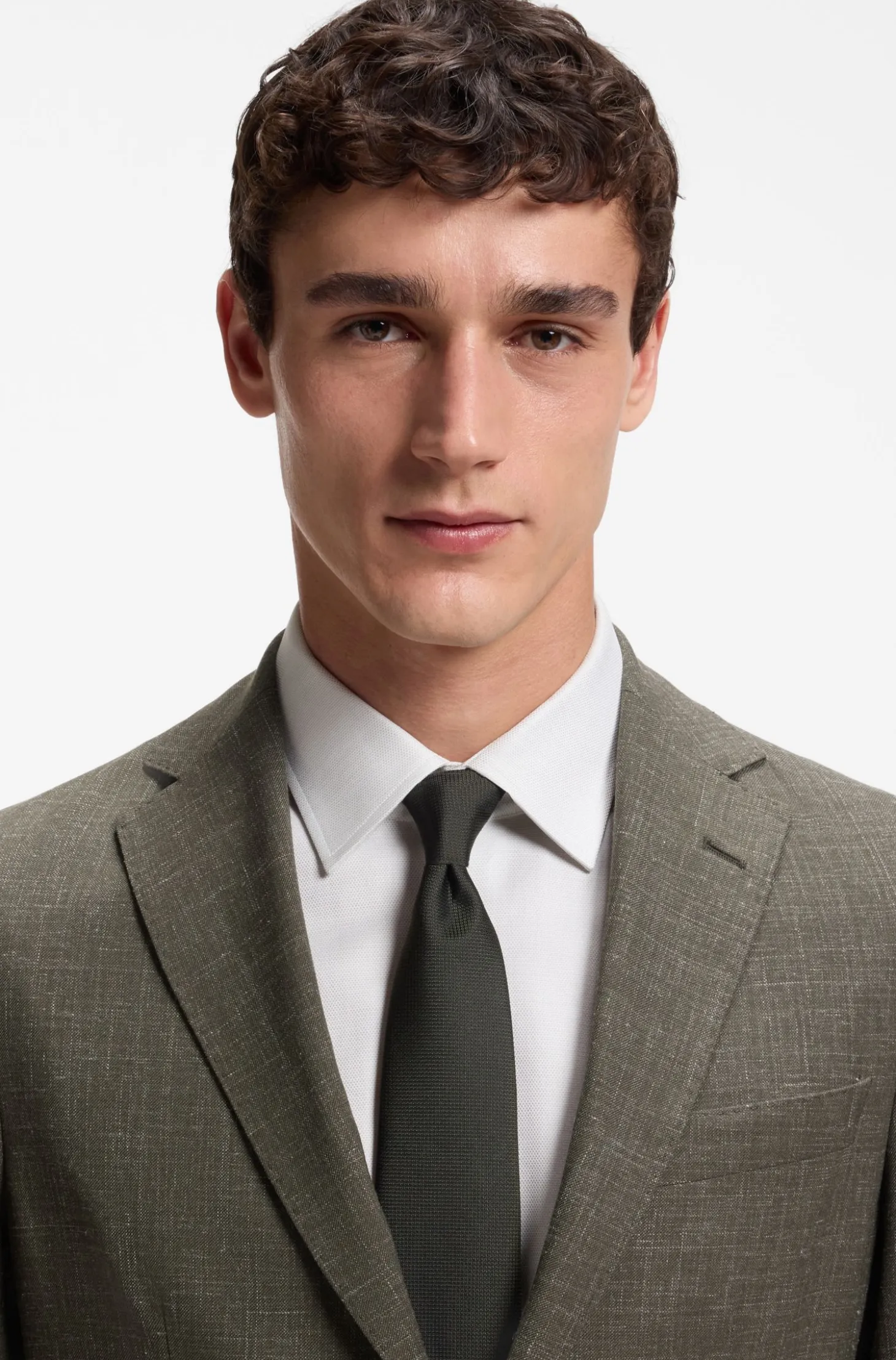 Slim-fit jacket in virgin wool and linen