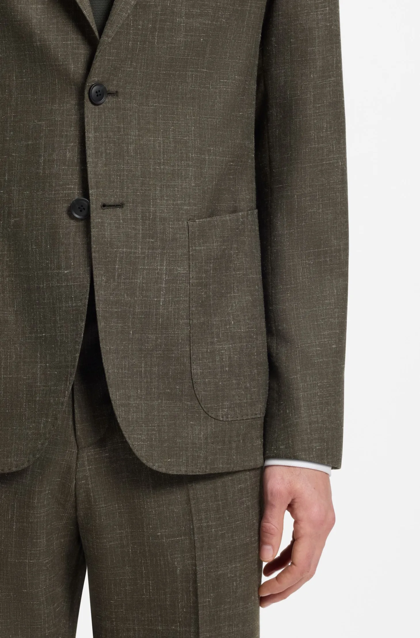 Slim-fit jacket in virgin wool and linen