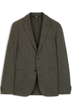 Slim-fit jacket in virgin wool and linen