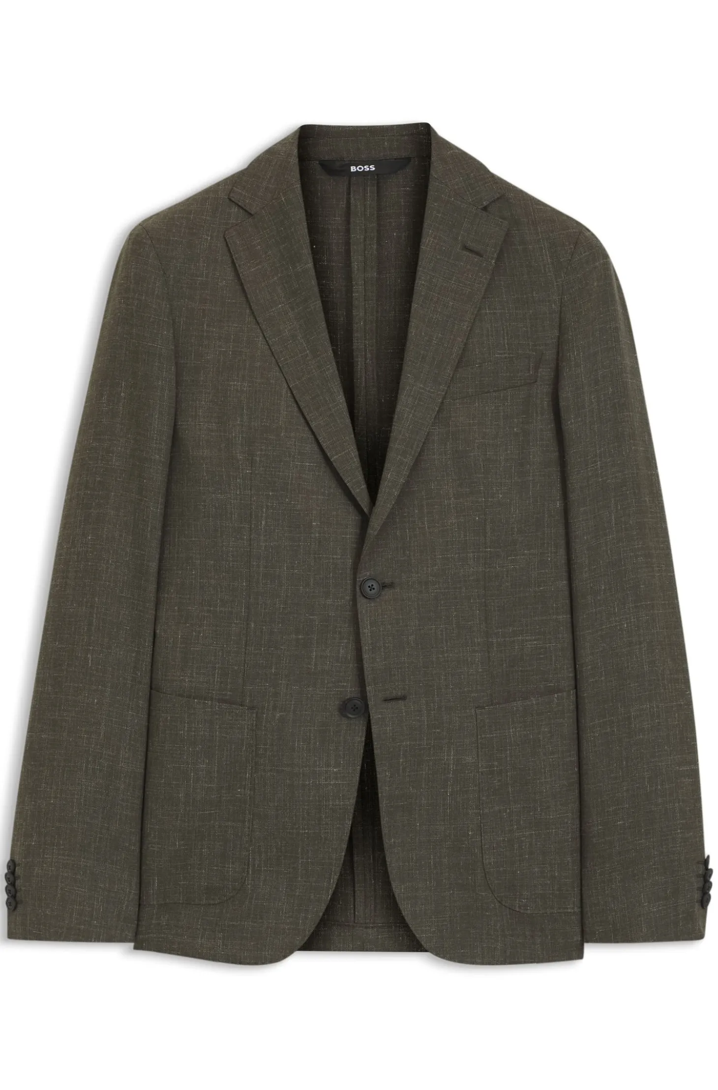 Slim-fit jacket in virgin wool and linen