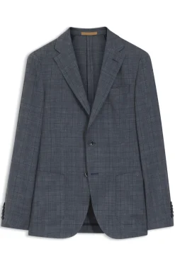 Slim-fit jacket in virgin wool, silk and linen