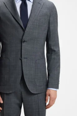 Slim-fit jacket in virgin wool, silk and linen