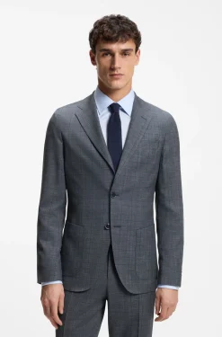 Slim-fit jacket in virgin wool, silk and linen