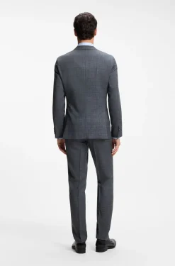 Slim-fit jacket in virgin wool, silk and linen