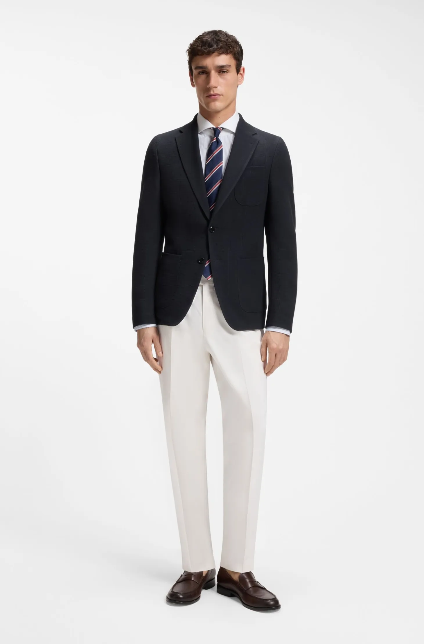Slim-fit jacket in washable stretch wool