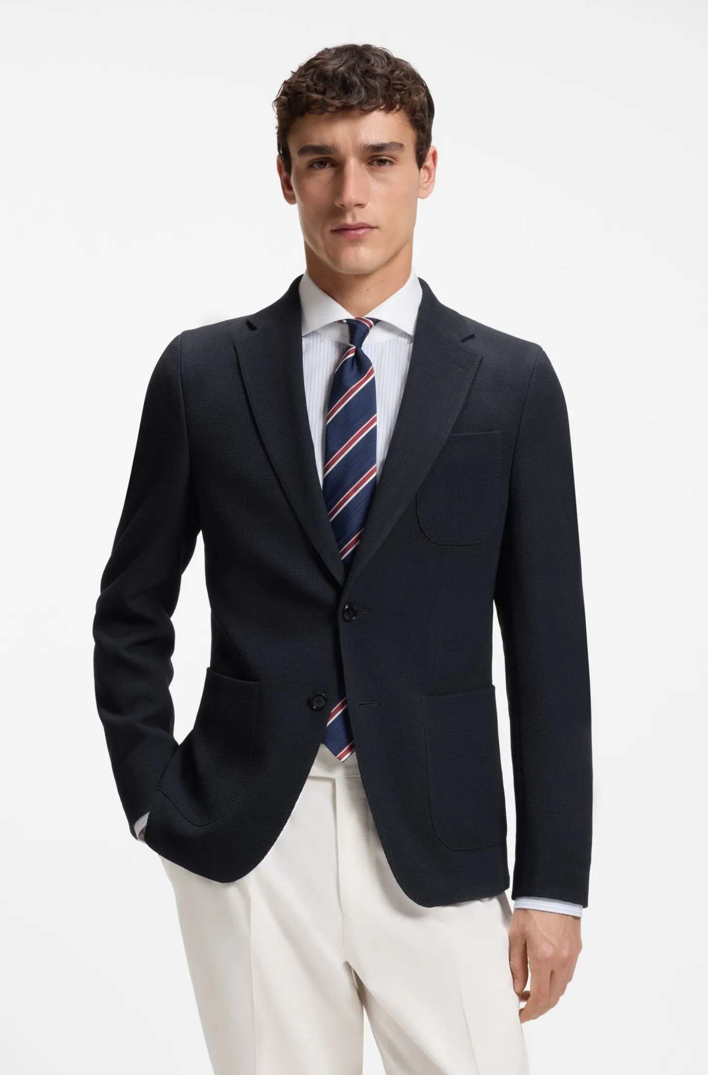 Slim-fit jacket in washable stretch wool