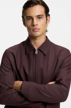 Slim-fit jacket in wool-blend poplin