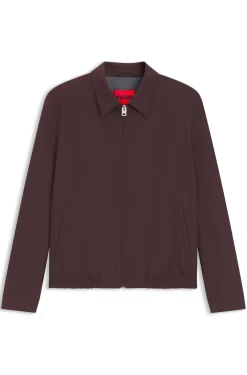 Slim-fit jacket in wool-blend poplin