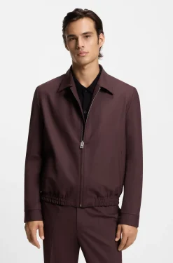 Slim-fit jacket in wool-blend poplin