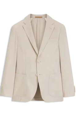 Slim-fit jacket in wool-blend seersucker