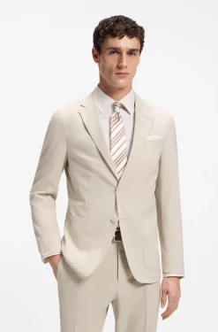 Slim-fit jacket in wool-blend seersucker