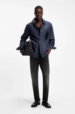 Slim-fit jeans in black stretch denim
