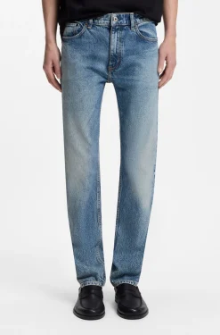Slim-fit jeans in blue stonewashed stretch denim