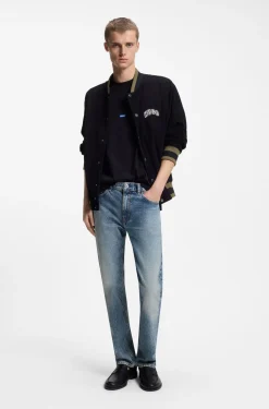 Slim-fit jeans in blue stonewashed stretch denim